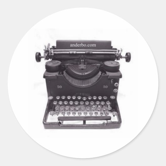 OUDE TYPEWRITER RONDE STICKER (Voorkant)