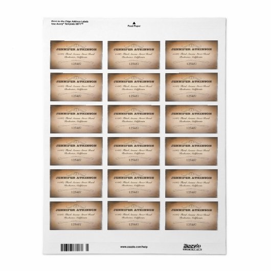 Oude  typografie stijl adresetiketten etiket (Full Sheet)