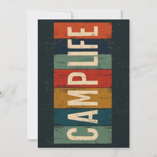 Oude typografie van het kampeerleven feestdagenkaart (Voorkant)