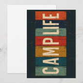 Oude typografie van het kampeerleven feestdagenkaart (Voorkant / Achterkant)