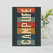 Oude typografie van het kampeerleven feestdagenkaart (Staand voorkant)