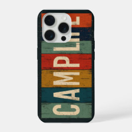Oude typografie van het kampeervakantiegevoel iPhone 15 pro case
