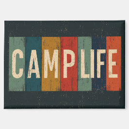 Oude typografie van het kampeervakantiegevoel magneet