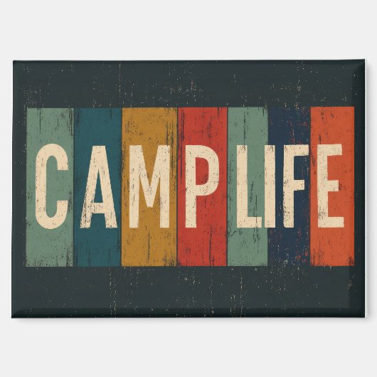 Oude typografie van het kampeervakantiegevoel magneet (Voorkant)