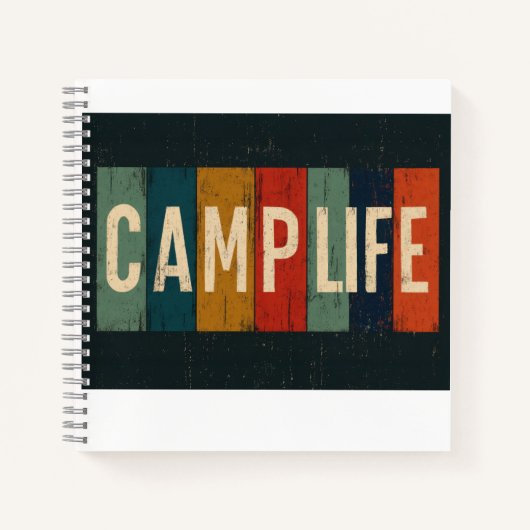 Oude typografie van het kampeervakantiegevoel notitieboek (Voorkant)