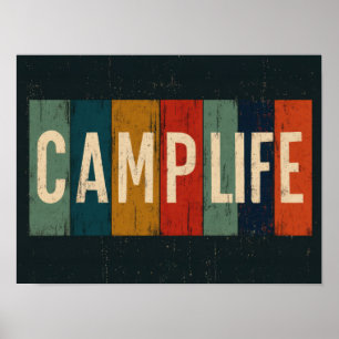 Oude typografie van het kampeervakantieleven poster
