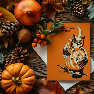 Oude Uil en Pompoen Halloween Berichtkaart Briefkaart
