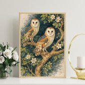 Oude Uil Illustratie Kunst | Schuuruil Botanisch Poster