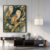 Oude Uil Illustratie Kunst | Schuuruil Botanisch Poster