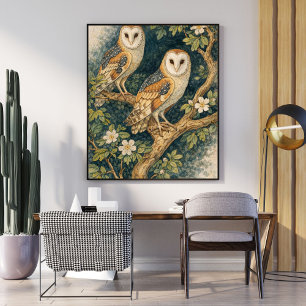 Oude Uil Illustratie Kunst Schuuruil Botanisch Poster
