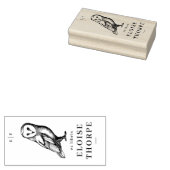 Oude uil & initialen boekplaat Ex Libris boek Rubberstempel (Gestempeld)