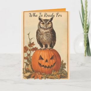 Oude Uil Met Pompoen Halloween Kaart