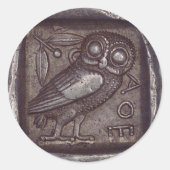 Oude Uil Munt Ronde Sticker (Voorkant)