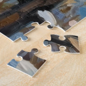 Oude uil op hek over bevroren kerstveld legpuzzel (Zijkant)