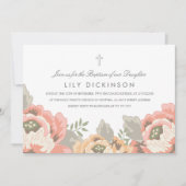 Oude uitnodiging voor de doop met bloemenprint (Voorkant)