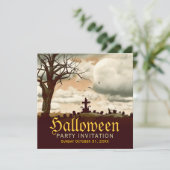 Oude uitnodiging voor Halloween begraafplaats voll (Staand voorkant)