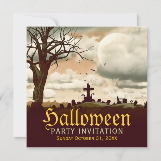 Oude uitnodiging voor Halloween begraafplaats voll (Voorkant)