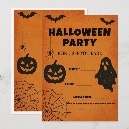 Oude uitnodiging voor Halloweenfeest | Griezelige  (Voorkant / Achterkant)