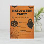 Oude uitnodiging voor Halloweenfeest | Griezelige  (Staand voorkant)