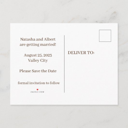 Oude uitnodiging voor trouwkoppel uit het Victoria (Achterkant)