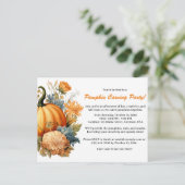 Oude uitnodigingskaart voor het snijden van pompoe feestdagenkaart (Staand voorkant)