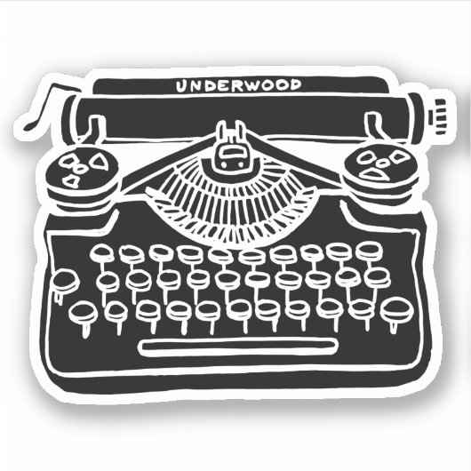 Oude  Underwood-typemachine zwart Sticker (Voorkant)