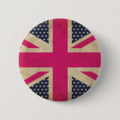 Oude Uniefanaat in roze vlag Button badge (Voorkant)