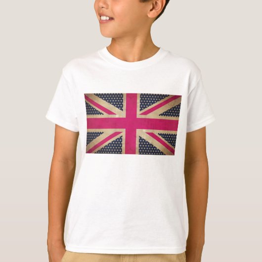 Oude Uniefanaat in roze vlag Kinder Tee Shirt (Voorkant)