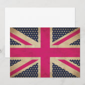 Oude Uniefanaat in roze vlaggenuitnodiging Kaart (Voorkant / Achterkant)