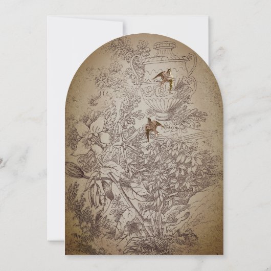 Oude Urn  Lovebird bruiloft uitnodiging (Achterkant)