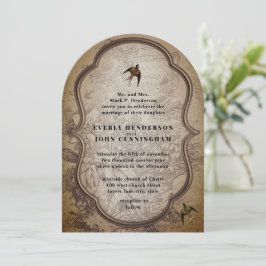 Oude Urn Lovebird bruiloft uitnodiging