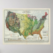Oude US Natural Vegetation Map (1923) Poster (Voorkant)