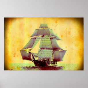 Oude USS Monongahela Zeilschip Poster