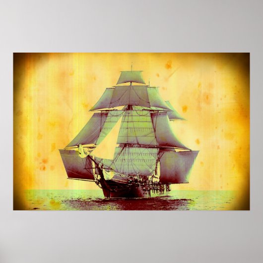 Oude USS Monongahela Zeilschip Poster (Voorkant)