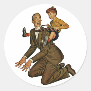 Oude vader en zoon, grappig, gekke Vaderdag Ronde Sticker