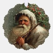  oude vader kerst in sneeuw ornament kaart (Voorkant)