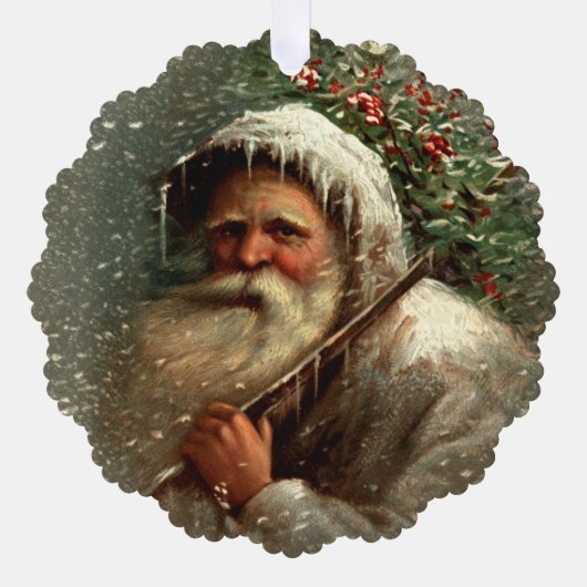  oude vader kerst in sneeuw ornament kaart (Voorkant)