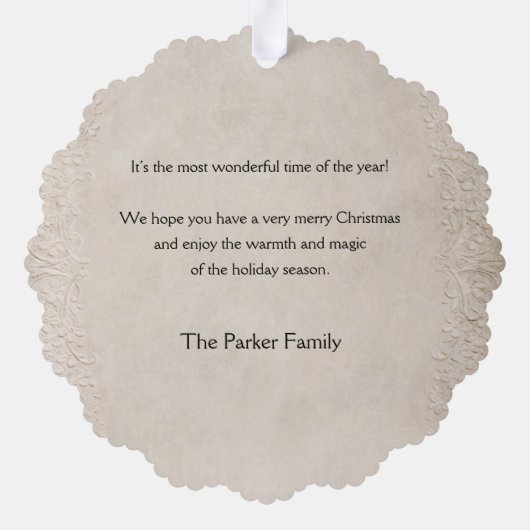  oude vader kerst in sneeuw ornament kaart (Achterkant)