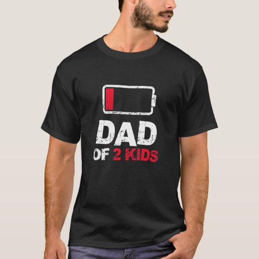 Oude Vader Vader Van 2 Kinderen Batterij Leeg Vad T-shirt (Voorkant)