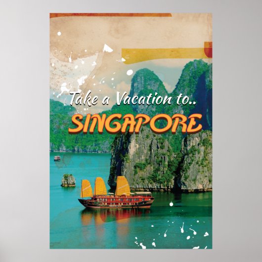 Oude vakantieposter van Singapore. Poster (Voorkant)