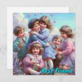 Oude Valentijn ~ BESTE VRIEND ~ Kinderen ~ Feestdagenkaart (Voorkant / Achterkant)