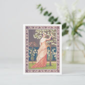 Oude Valentijn Elegante Dame Plukt Bloemen  Feestdagenkaart (Staand voorkant)