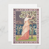 Oude Valentijn Elegante Dame Plukt Bloemen  Feestdagenkaart (Voorkant / Achterkant)