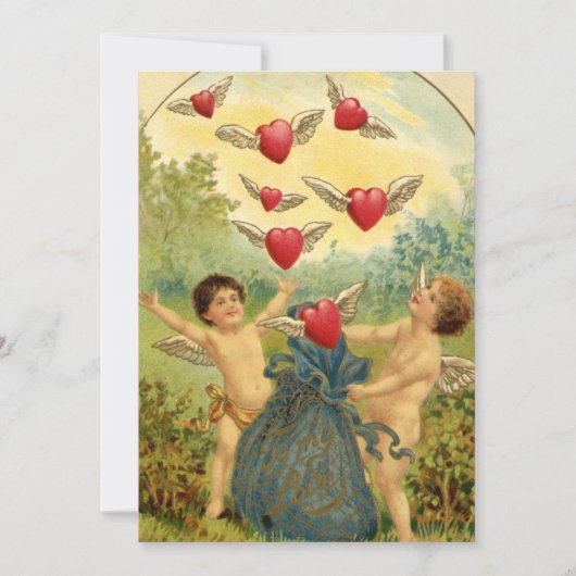 Oude Valentijn Mijn Liefde Cherubs Feestdagenkaart (Voorkant)