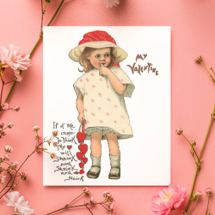 Oude Valentijnsdag [3D] Meisje Met Hartjes Kaart