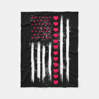 Oude Valentijnsdag Amerikaanse Vlag Hart Perfect  Fleece Deken