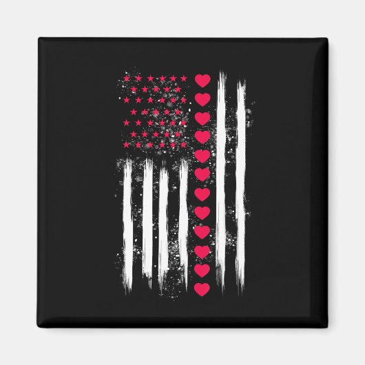 Oude Valentijnsdag Amerikaanse Vlag Hart Perfect Magneet (Voorkant)