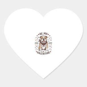 Oude Valentijnsdag Bulldog XOXO Shirt Ontwerp_1 Hart Sticker