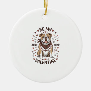 Oude Valentijnsdag Bulldog XOXO Shirt Ontwerp_1 Keramisch Ornament