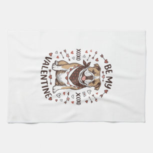 Oude Valentijnsdag Bulldog XOXO Shirt Ontwerp_1 Theedoek